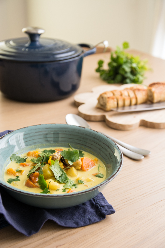 Recette de bouillon de moules, curry, lait de coco à l'indienne