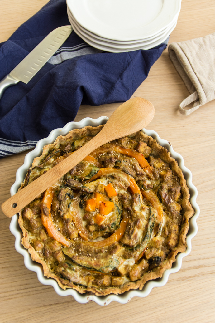 Tarte de légumes et tofu fumé