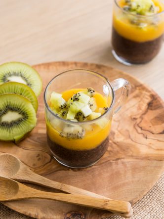 Pudding chia cacao et kiwi