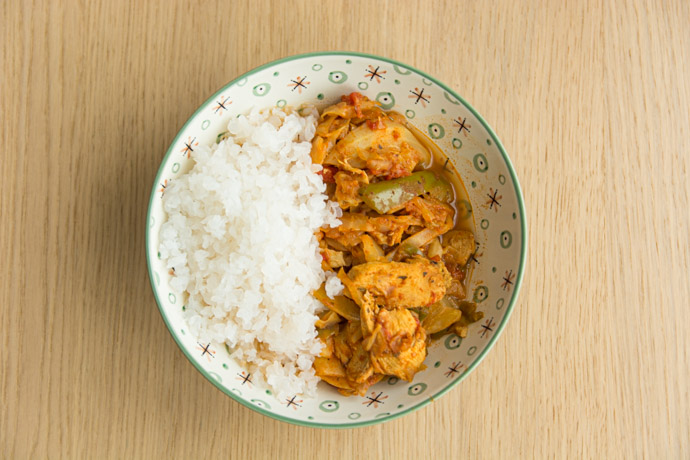 Recette de riz de konjac, poulet au poivrons - IG bas