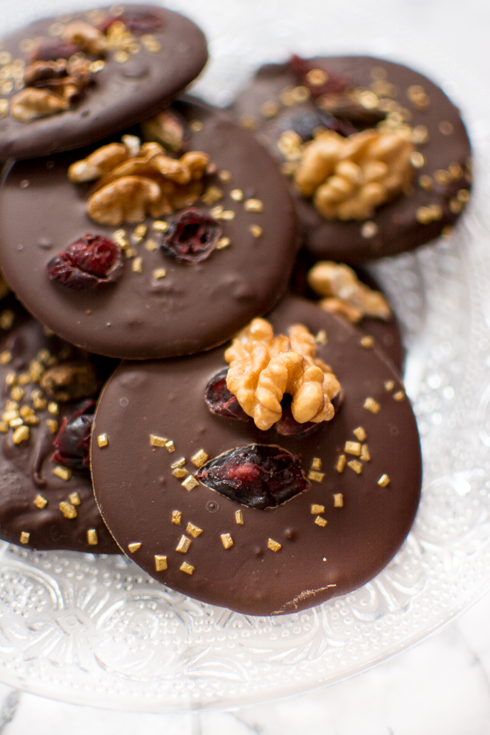 Mendiants maison au chocolat noir et whisky