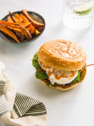 Burger veggie aux lentilles et chèvre