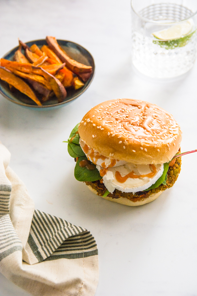 Burger veggie aux lentilles et chèvre