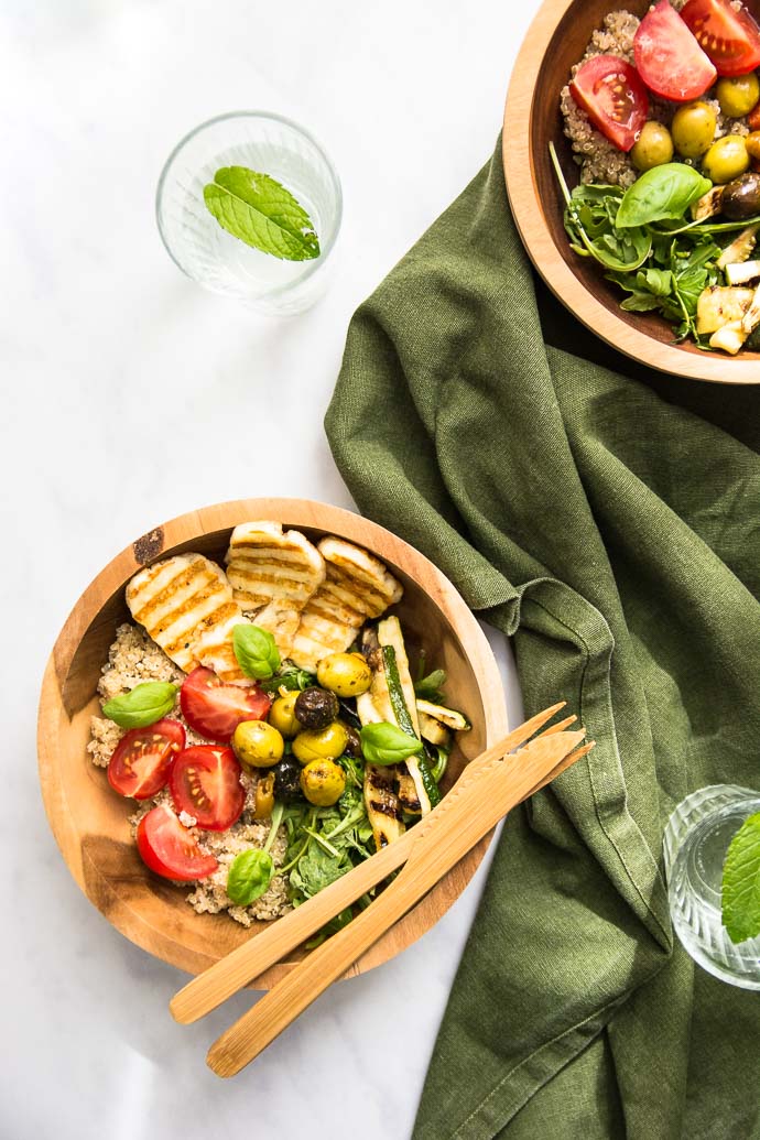 Recette facile de salade méditerranéenne au halloumi