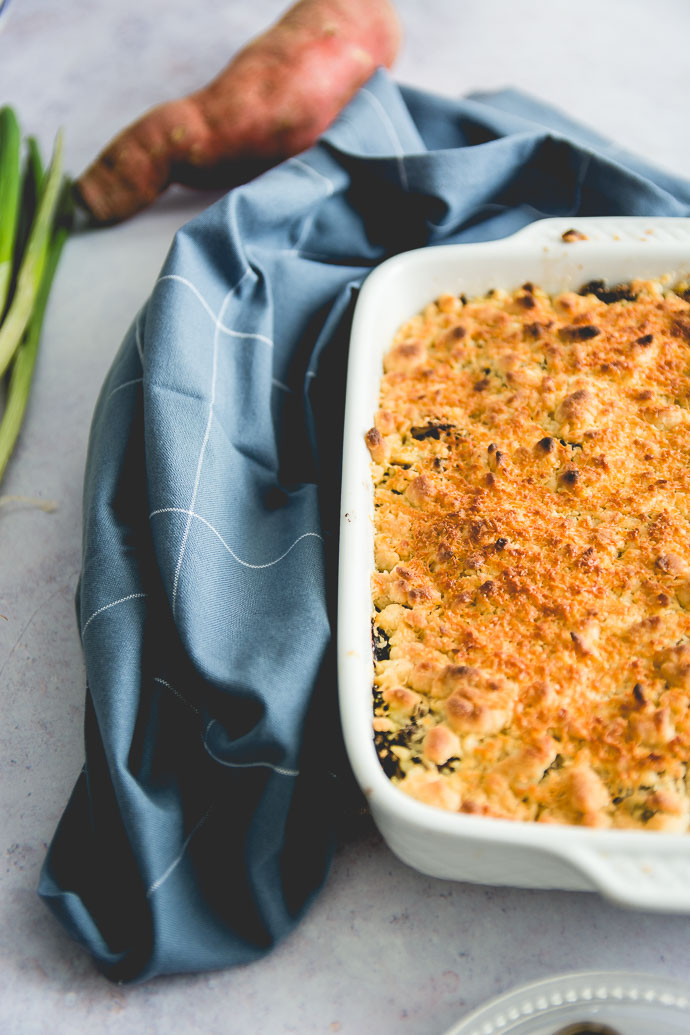 Réalisez un crumble de légumes, patates & noix, facilement et rapidement !