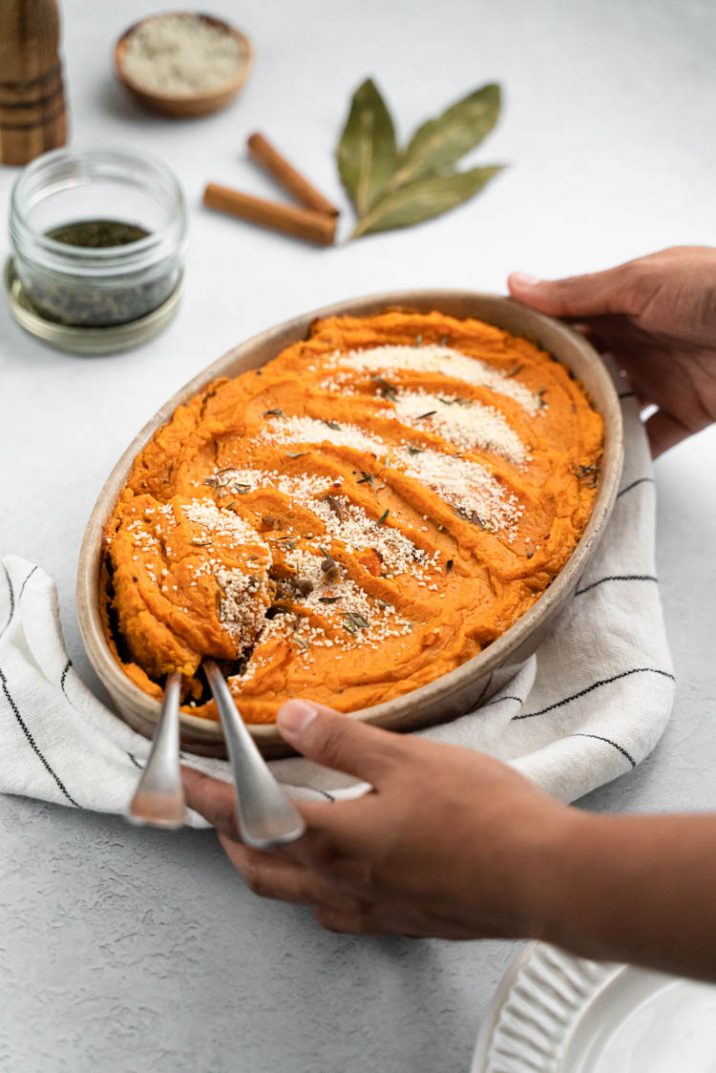 Hachis Parmentier à la patate douce et lentilles - recette sans lactose et végan