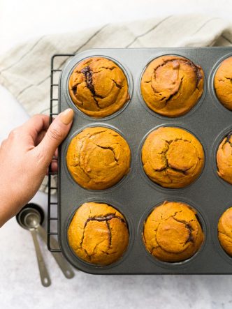 Recette sans lactose - Muffins à la courge et à la pâte à tartiner