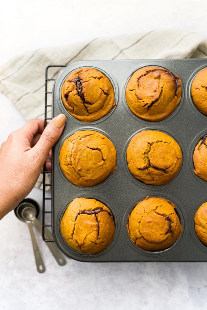 Recette sans lactose - Muffins à la courge et à la pâte à tartiner