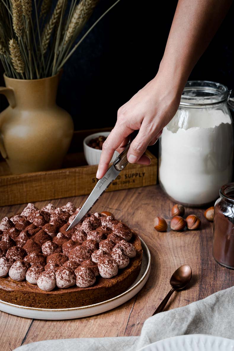 Gâteau sans lactose, à la noisette, cacao et citron confit - recette sans lait, sans beurre